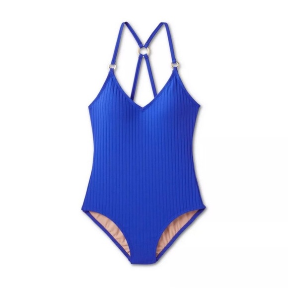 Kona sol size M Blue One Piece Swimsuit NWT, ribbed - Picture 1 of 5